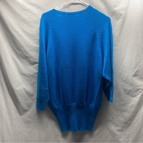 Vintage Slouchy Bold Geometric Neon Wool Blend Knit Sweater Embellished L - Picture 4 of 4
